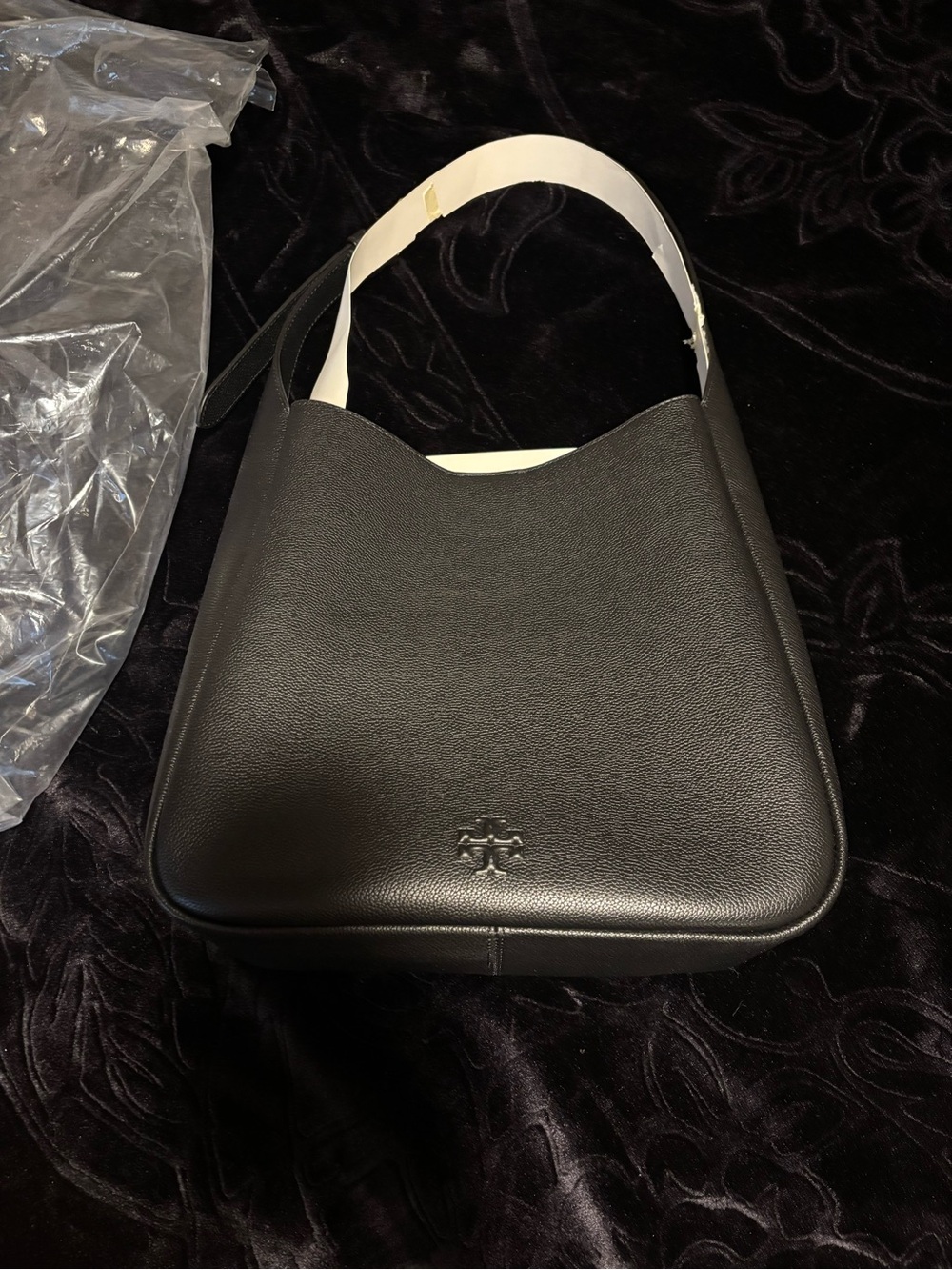 Tory Burch Black Pebbled Leather Shoulder Bag